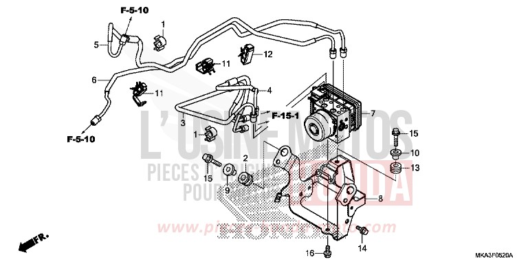 MODULATEUR ABS de NC750X "Méca" MAT PEARL GLARE WHITE (NHB54) de 2016